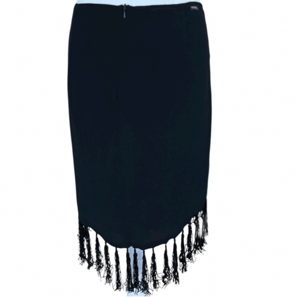 Guess Embroidered Fringe Asymmetrical Mini Skirt – Y2K Boho Chic (Size 28 / S) - Picture 3 of 9